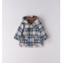 CAPPOTTO TARTAN IN ECO-PEL BLU