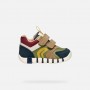SNEAKERS VERDE E BEIGE IN PELLE E CAMOSCIO CON DOPPIO STRAPPO