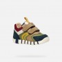 SNEAKERS VERDE E BEIGE IN PELLE E CAMOSCIO CON DOPPIO STRAPPO
