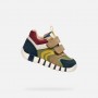 SNEAKERS VERDE E BEIGE IN PELLE E CAMOSCIO CON DOPPIO STRAPPO