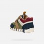 SNEAKERS VERDE E BEIGE IN PELLE E CAMOSCIO CON DOPPIO STRAPPO