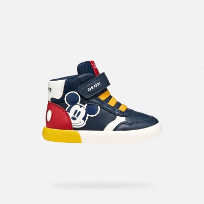 SNEAKERS A STIVALETTO TOPOLINO DISNEY BLU, IN PELLE, CON STRAPPO