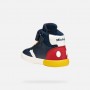 SNEAKERS A STIVALETTO TOPOLINO DISNEY BLU, IN PELLE, CON STRAPPO