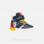 SNEAKERS A STIVALETTO TOPOLINO DISNEY BLU, IN PELLE, CON STRAPPO