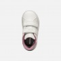 SNEAKERS BIANCA E ROSA IN PELLE, CON GLITTER SUL RETRO E STRAPPI IN VELCRO