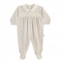 TUTINA BEIGE IN CINIGLIA CON COLLETTO ARROTONDATO ECRU E PUNTO SMOCK