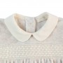 TUTINA BEIGE IN CINIGLIA CON COLLETTO ARROTONDATO ECRU E PUNTO SMOCK