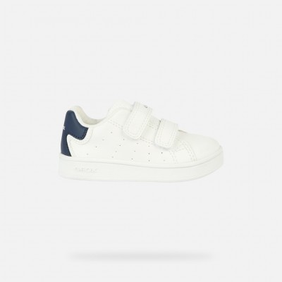 SNEAKERS BIANCA-BLU  A STRAPPO