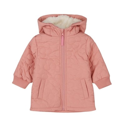 GIUBBINO ROSA FLOWERS CON INTERNO PELUCHE, CAPPUCCIO E ZIP