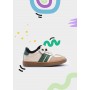 SNEAKERS IN PELLE BIANCA CON DETTAGLI VERDI, SUOLA IN GOMMA E STRAPPO IN VELCRO