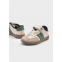 SNEAKERS IN PELLE BIANCA CON DETTAGLI VERDI, SUOLA IN GOMMA E STRAPPO IN VELCRO