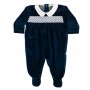 TUTINA NAVY IN CINIGLIA CON COLLETTO ARROTONDATO BIANCO E PUNTO SMOCK