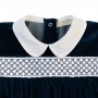 TUTINA NAVY IN CINIGLIA CON COLLETTO ARROTONDATO BIANCO E PUNTO SMOCK