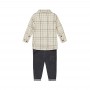 COMPLETO CON PANTALONE BLU A COSTE, CAMICIA A QUADRI E MAGLIETTINA MANICA LUNGA