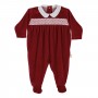 TUTINA NATALIZIA IN CINIGLIA CON COLLETTO WHITE ARROTONDATO E PUNTO SMOCK