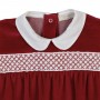 TUTINA NATALIZIA IN CINIGLIA CON COLLETTO WHITE ARROTONDATO E PUNTO SMOCK