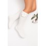 CALZINO AVORIO CON FIORE AD UNCINETTO