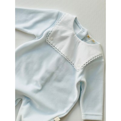 TUTINA CIELO CON CARRE' BIANCO CON BORDO SMERLATO