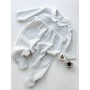 TUTINA GRIGIA IN CINIGLIA CON COLLETTO ARROTONDATO BIANCO E PUNTO SMOCK