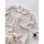 TUTINA BEIGE IN CINIGLIA CON COLLETTO ARROTONDATO ECRU E PUNTO SMOCK