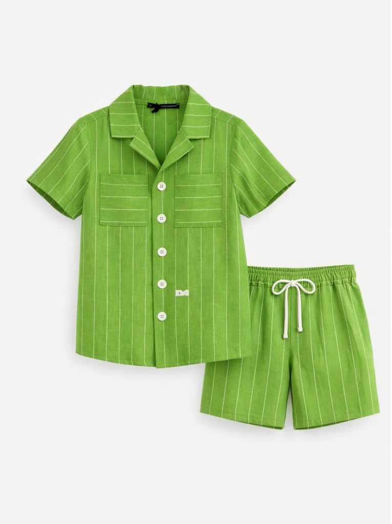 COMPLETO A RIGHE VERDE IN COTONE ALESSANDRINI