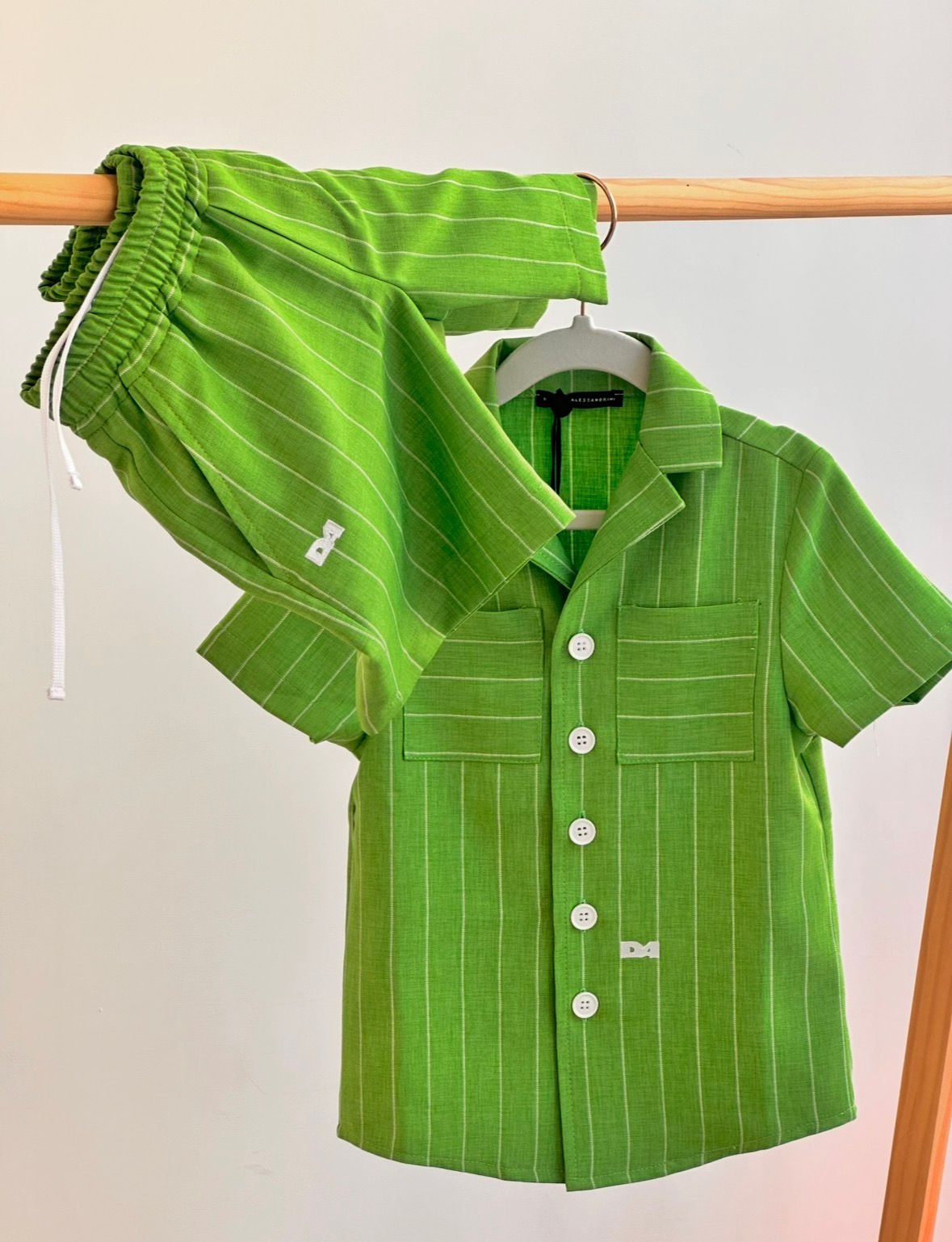 COMPLETO A RIGHE VERDE IN COTONE ALESSANDRINI
