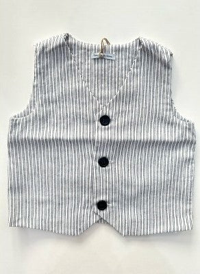GILET A RIGHE  BIANCO E BLU