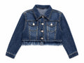 GIACCA BLUE JEANS CON FRANGE E BOTTONE ARGENTO