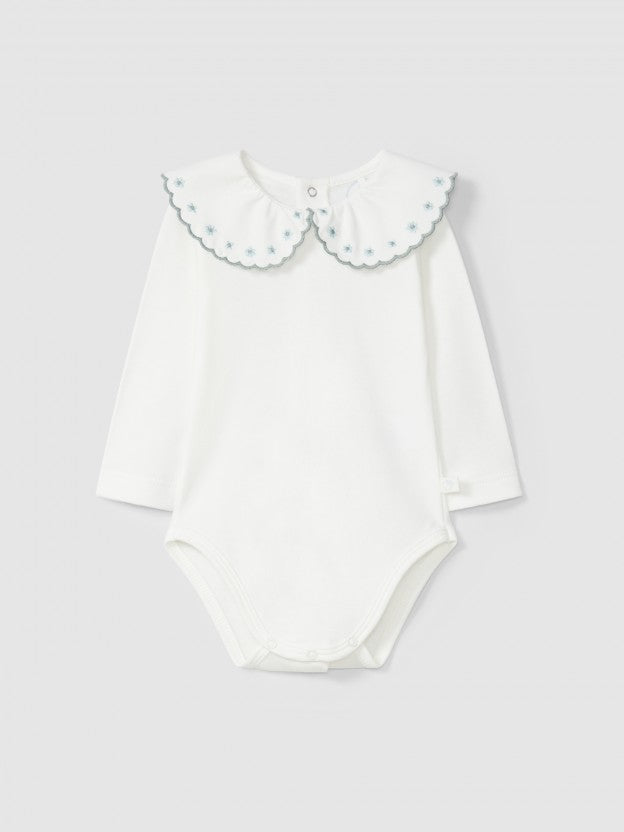 BODY CON COLLETTO VERDE A FIORI