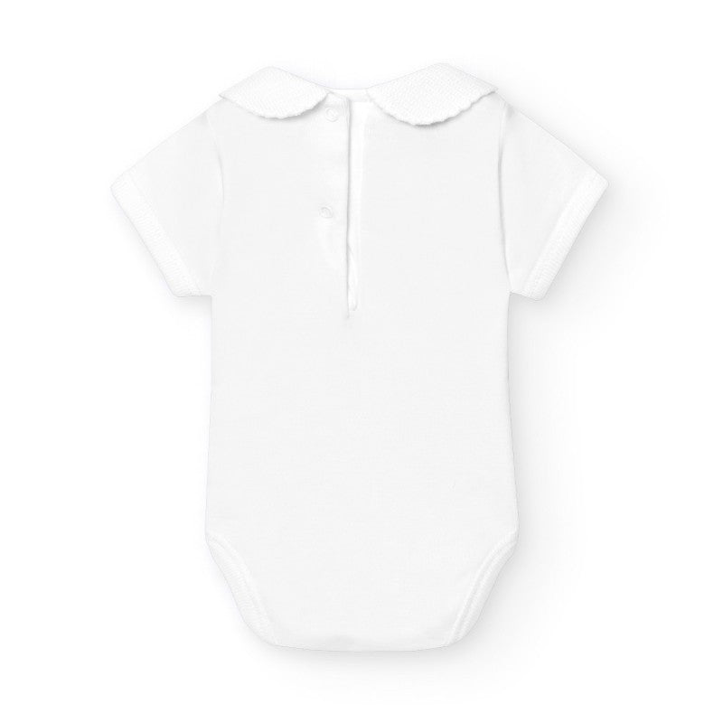 BODY BIANCO CON COLLETTO ARROTONDATO A NIDO D'APE