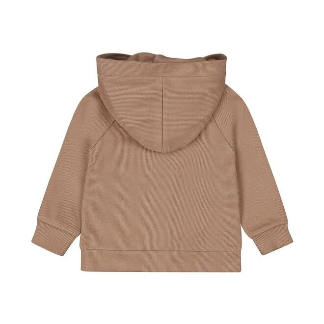 GIACCA CARDIGAN NOCCIOLA CON CAPPUCCIO