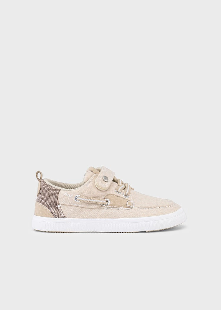 SCARPA MODELLO NAUTICO BEIGE, IN TELA