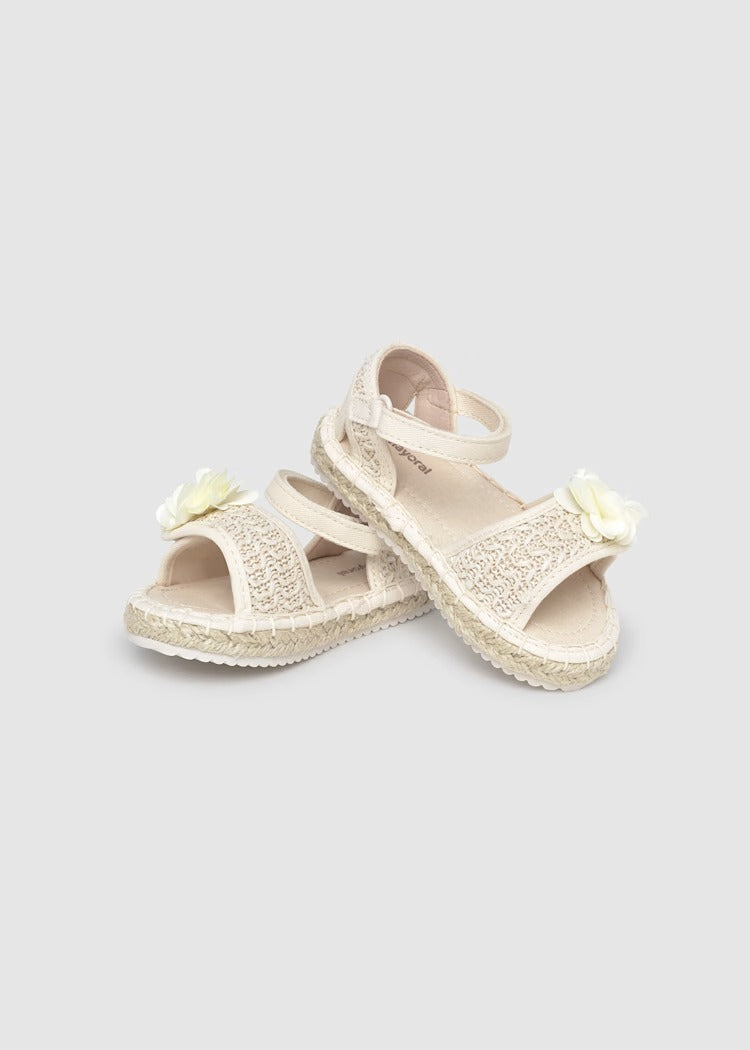 SANDALO IN RAFIA BIANCO CON FIORE