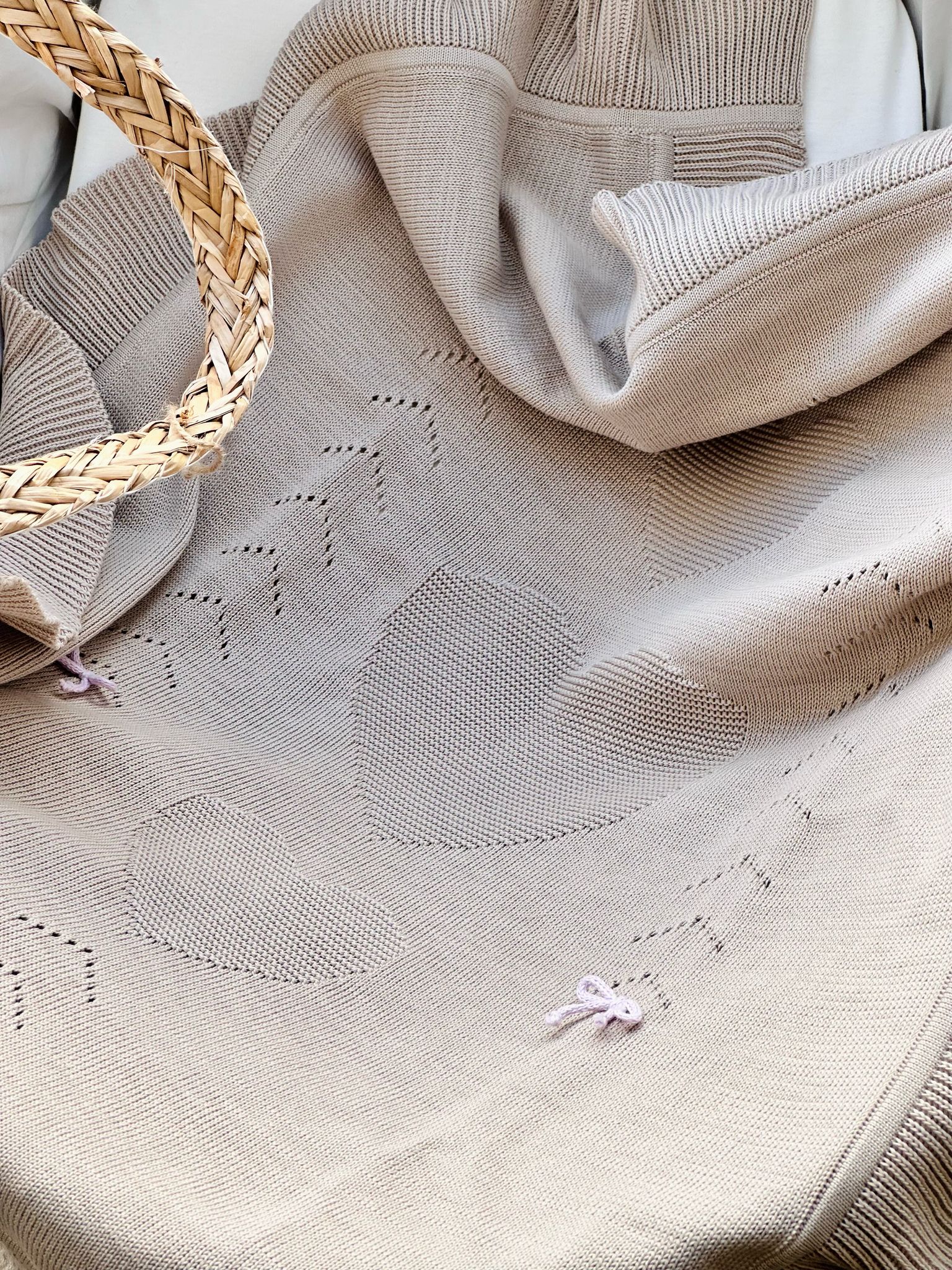 COPERTA FILO RASATA CON INTERSIO CUORI CON VOLANT