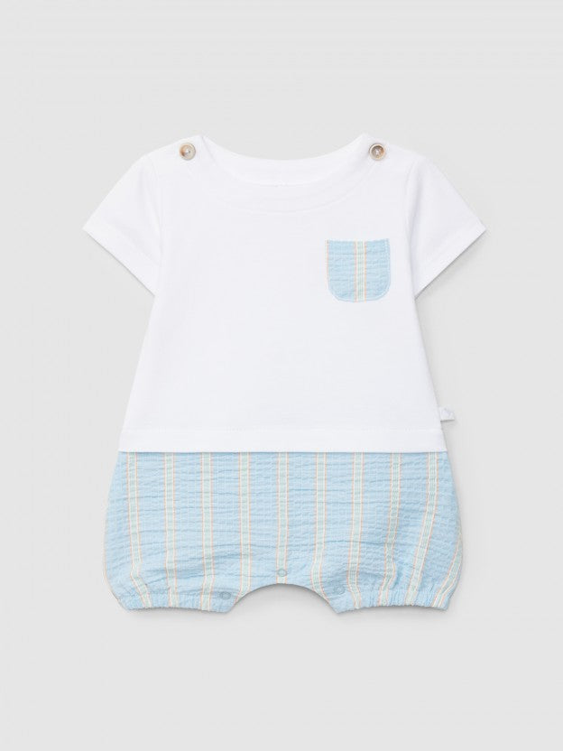 PAGLIACCETTO CON PANTALONCINO E TASCHINO A RIGHE