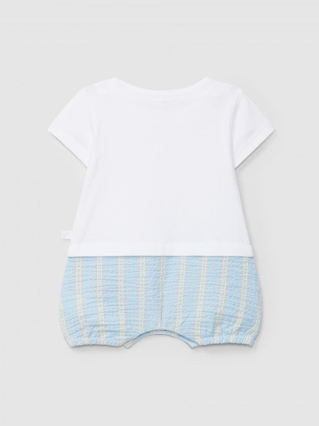 PAGLIACCETTO CON PANTALONCINO E TASCHINO A RIGHE