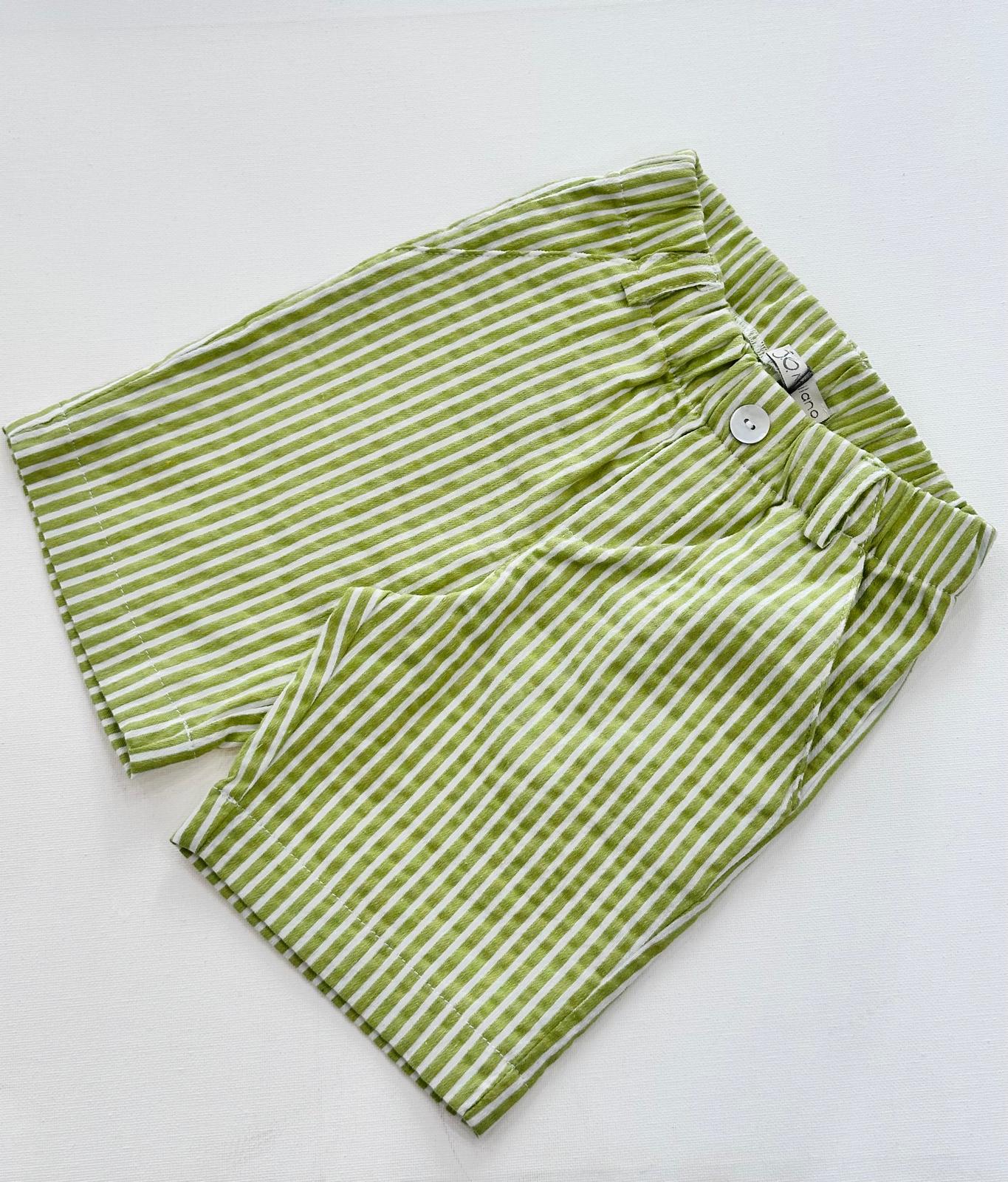 BERMUDA VERDE A RIGHE