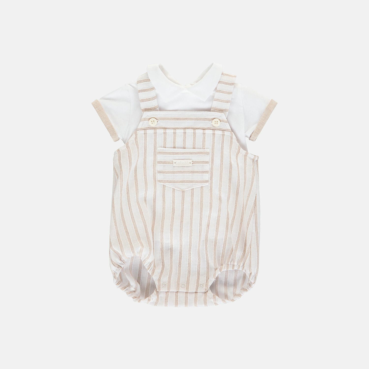 SALOPETTE T-SHIRT A RIGHE BEIGE