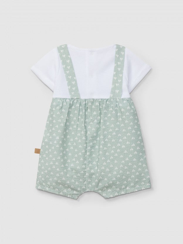 SALOPETTE VERDE OLIVA CON SHIRT BIANCA