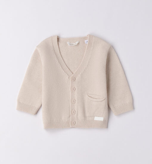 CARDIGAN IN FILO A MAGLIA RASATA SABBIA