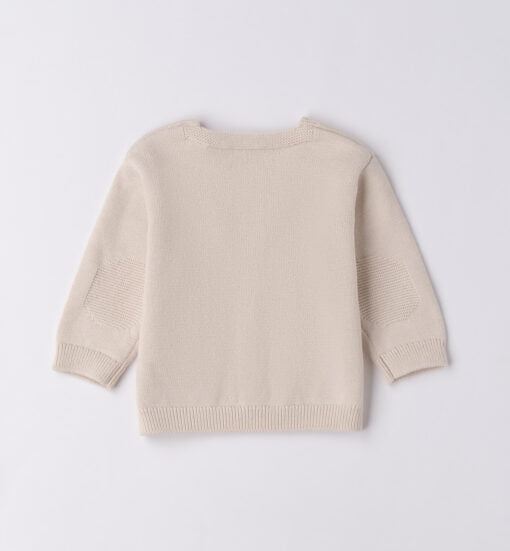 CARDIGAN IN FILO A MAGLIA RASATA SABBIA