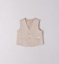 GILET BEIGE IN CALDO COTONE LISCIO