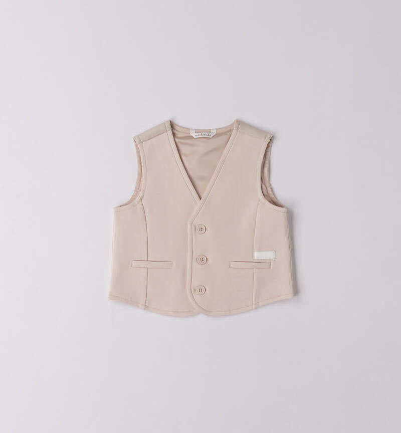 GILET BEIGE IN CALDO COTONE LISCIO