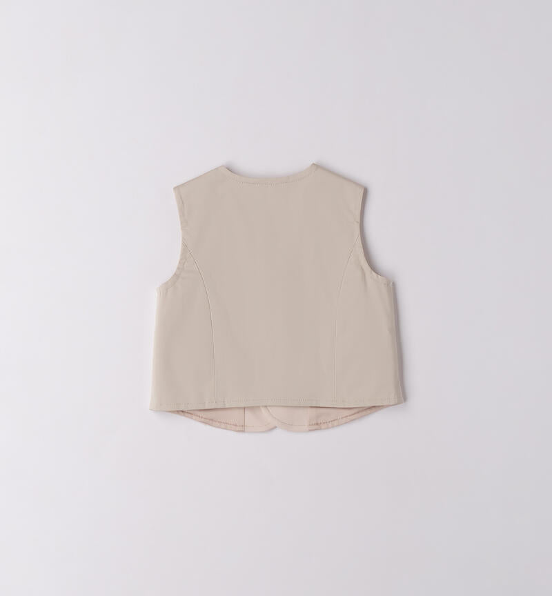 GILET BEIGE IN CALDO COTONE LISCIO