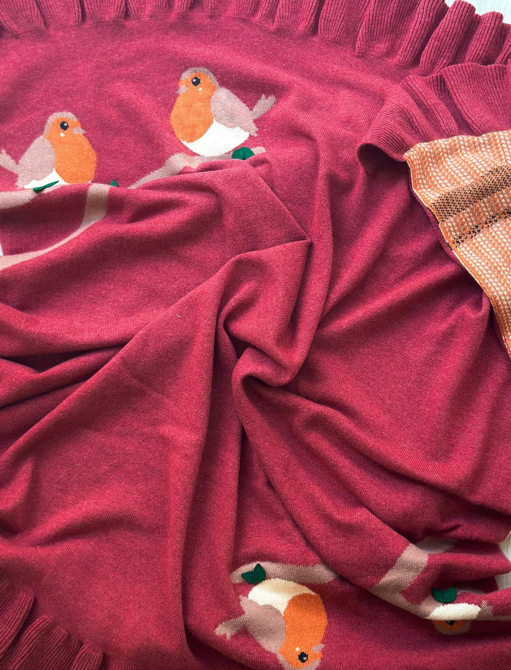 COPERTINA PETTIROSSI 100% PURA LANA VERGINE MERINO ULTRAFINE