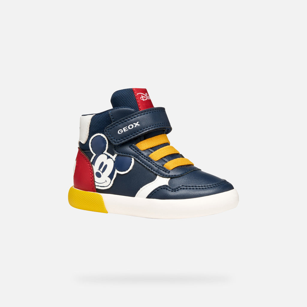SNEAKERS A STIVALETTO TOPOLINO DISNEY BLU, IN PELLE, CON STRAPPO