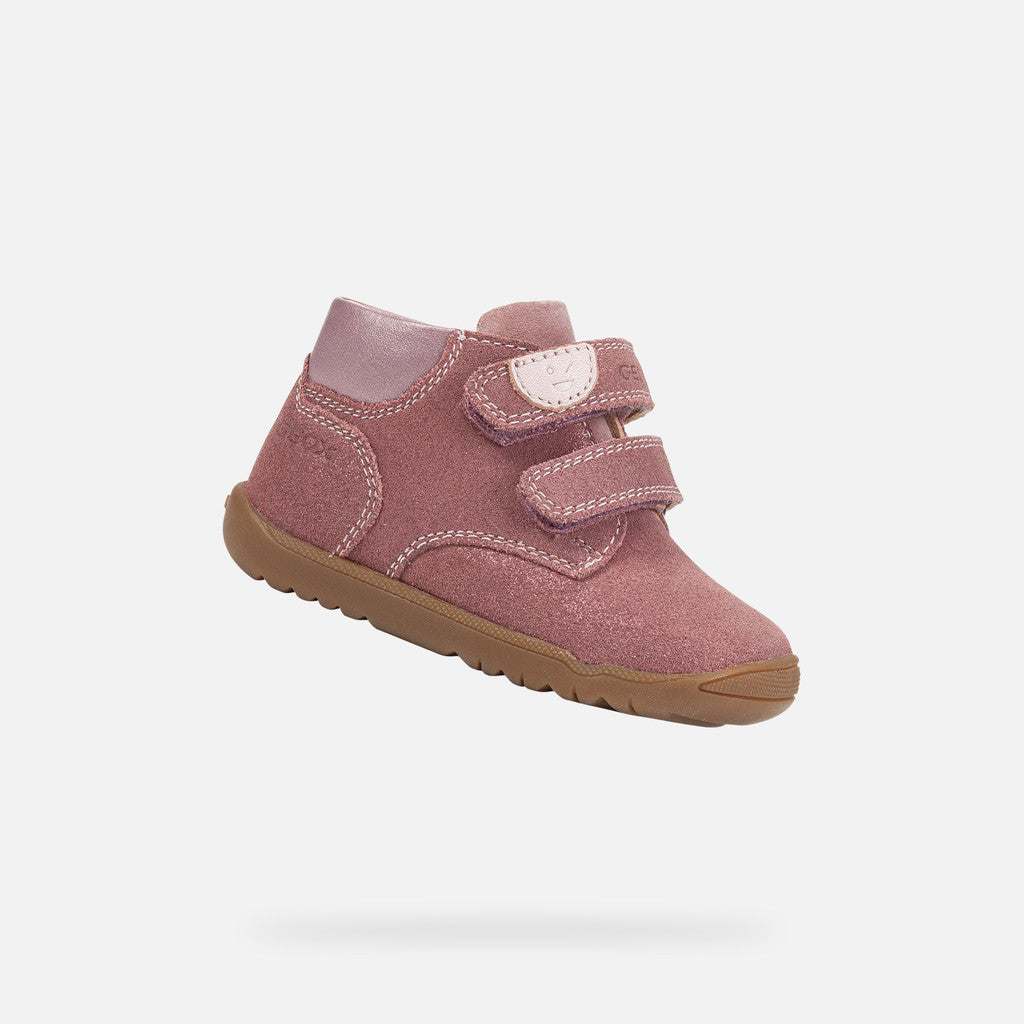 MEZZO STIVALETTO A STRAPPO MAGENTA CON BRILLANTINI, IN CAMOSCIO