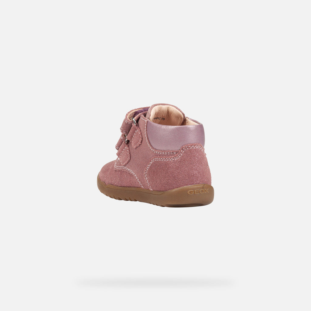 MEZZO STIVALETTO A STRAPPO MAGENTA CON BRILLANTINI, IN CAMOSCIO
