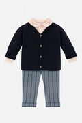 COMPLETO MAGLIONCINO BLU, CAMICIA E PANTALONE