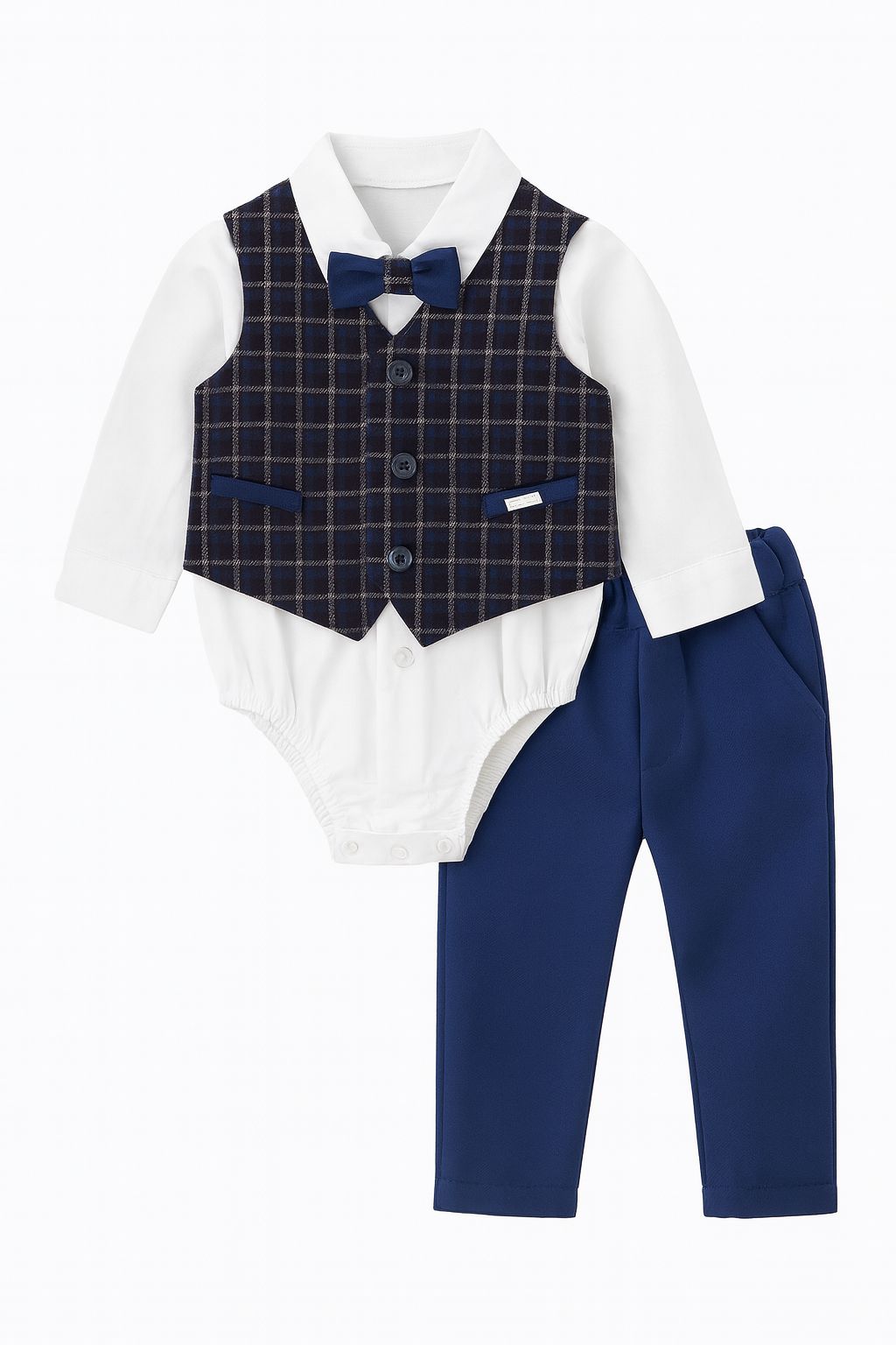 COMPLETO ELEGANTE BLU CON GILET E PAPILLON I DELFI